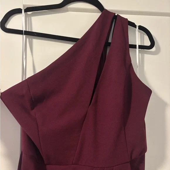 Lulu's Burgundy One-Shoulder Cutout Asymmetrical Dress - Picture 4 of 4